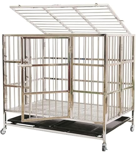 Amazon | MIQXUAN頑丈なステンレス鋼の金属製の犬用ケージ、ペット
