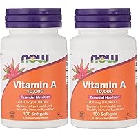 ビタミン A 10000 IU 1ソフトジェル 2本 Now Foods The Warehouse オリジナルシール付 [並行輸入品]