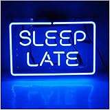 sleep late ネオンサイン ライトNEON SIGN 青色 ビールバー 家装飾 パーティーインテリア13＊8インチ