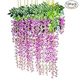 12PCS 観葉植物 人工壁掛け 人工藤 Zyurong 抗菌 防ウイルス 防カビ 消臭 大人気 家庭やパーティ飾り 壁面インテリア 飾り 結婚 披露宴