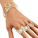 YERTTER Women Butterfly Hand Chain Bracelet Butterfly Finger Bracelet Finger Chain Rings Hand Jewelry for Teen Girls (Gold)