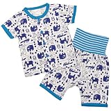 ベビーパジャマ[enfant pur]男の子|男児|子供用動物腹巻付半袖パジャマ上下セット 90cm ネイビー