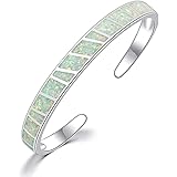CiNily Womens Cuff Bracelet,Opal Bangle Bracelets Gold Plated Hypoallergenic Ladies Gemstone Open Cuff Bangle Bracelet