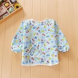 幼児 子供 エプロン ベビー 長袖 スモック 食事用 お絵かき用 泥遊び用 入園 保育園用 1-2歳 (自動車柄)