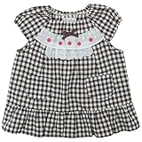 【春物】(日本製) Pample Mousse(パンプルムース) 綿麻ギンガムりんご刺繍入りチュニック 80cm /BR NO.DP-61103