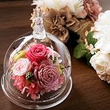 プリザーブドフラワー 結婚祝 花 ガラスドーム ギフト 誕生日 バースデー 女性 置物 ラビット うさぎ ラパン・ミニョン (ピンク)