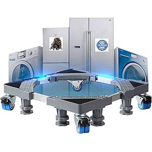 洗濯機 台 キャスター付き(8輪4足/幅/奥行44-66cm)洗濯機置き台冷蔵庫 台 洗濯機 防水パン防振かさ上げ台 洗…