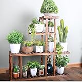 端まで フラワーラック ソリッドウッドの花の棚のアセンブリマルチ階のリビングルームバルコニーミートの植物の床フラワーシェルフ木製の花のポットラック