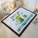 cusphorn厚いコットンベビークロールマット/子供用床Play Mat Cartoonエリアラグ滑り止め子供寝室カーペット洗濯機で洗濯可 57"x76"x0.9" グリーン CPH001Croco