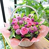 [エルフルール]【立て札無料】生花 お花おまかせ バスケットアレンジメント 開店祝い 開業祝い 移転祝い お祝い フラワーギフト (ピンク系)