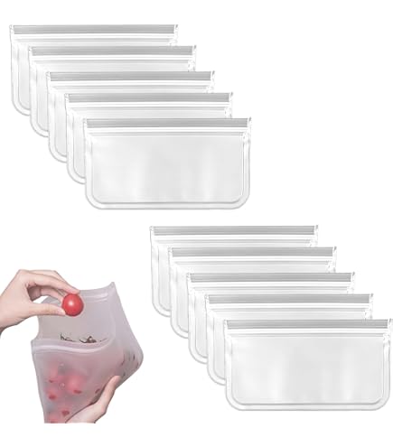 Amazon.co.jp: [5個パック] シリコン製再利用可能食品保存袋容器