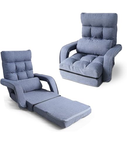 Amazon｜座椅子 リクライニング 14段階ギア コンパクト【4WAY・肘掛け