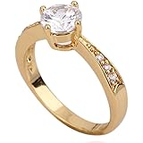 OAKKY おしゃれな 選べる レディース ゴールドメッキ 婚約 結婚 指輪 AAAグレードジルコン リング サイズ 11