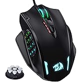 Redragon M908 IMPACT RGB Gaming Mouse, 12400 DPI Wired Laser MMO Mouse with High Precision Actuation, 12 Macro Side Buttons a