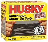 Poly America PAMHK42WC032B Husky 42-Gallon Contractor Clean-Up Bags - 32 Count