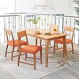 暮らしのデザイン オーク材天然木ダイニング5点セット オレンジ