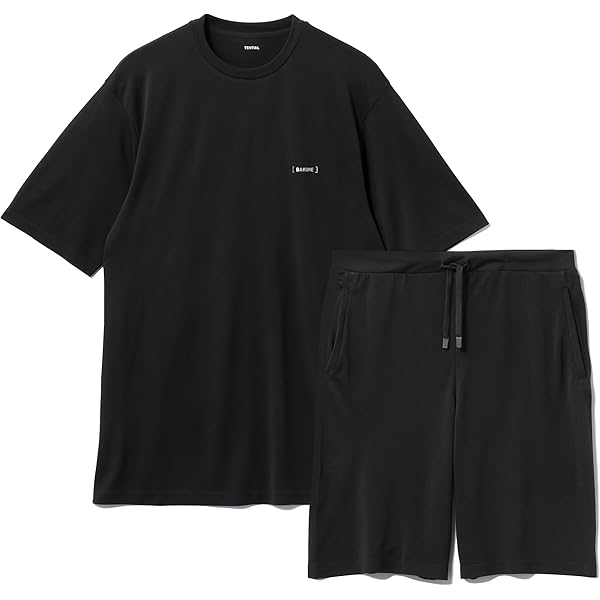 【上下セット】TENTIAL BAKUNE リカバリーウェア ブラック XS リカバリーウェア BAKUNE Mesh 上下セット 半袖Tシャツ ショート