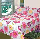 Fancy Collection 3pc Bedspread Floral White Pink Yeloow New (Full/Queen) [並行輸入品]