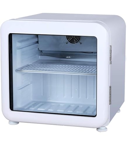 Amazon | Hijiru レトロ冷蔵ショーケース46L/ブラック（扉色 シルバー 