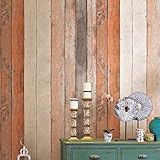 Blooming壁Fauxマルチカラーヴィンテージ木製Plank木製パネル壁紙ウォール壁画のリビング寝室キッチン、20.8 in32.8 Ft = 57 Sq Ft /ロール、レッドマルチ