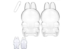 LABUBU用保護ケース ラブブ ケース 透明 吊り下げ可能 ポータブル 汚れ防止 防塵 便利に携帯 紛失防止 落下防止 傷防止 全面保護カバー 散歩用 (1, 座ち姿タイプ2個入) [並行輸入品]