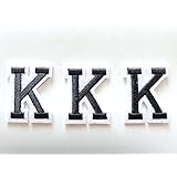 アルファベット A～Z 数字 0～9文字 ワッペン 3枚セット 0-9 A-Z 刺繍 アップリケ アイロン パッチ ブラック 手作り ハンドメイド カスタム DIY リメイク デコ オリジナル (K)