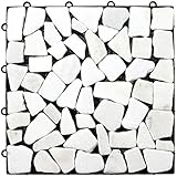 白石 ストーンパネル 6枚セット ジョイント式 タイル : 天然石 【当店ウッドパネルと接続可能】