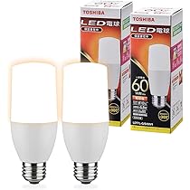 Amazon | TOSHIBA(東芝) LED電球 E26 T形 60W相当 広配光 電球色 2P