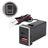 GIMUYA usbポート 増設電源ユニット qc3.0 Type-A pd Type-c アルファード/ヴェルファイア 20系 30系 前期 後期 ノア/ヴォクシー 80系 70系 車載 usb 電源 増設ソケット 充電ポート 急速 同時充電 ledライト付き ブルー発光 カプラーオン 説明書付き 1PCS