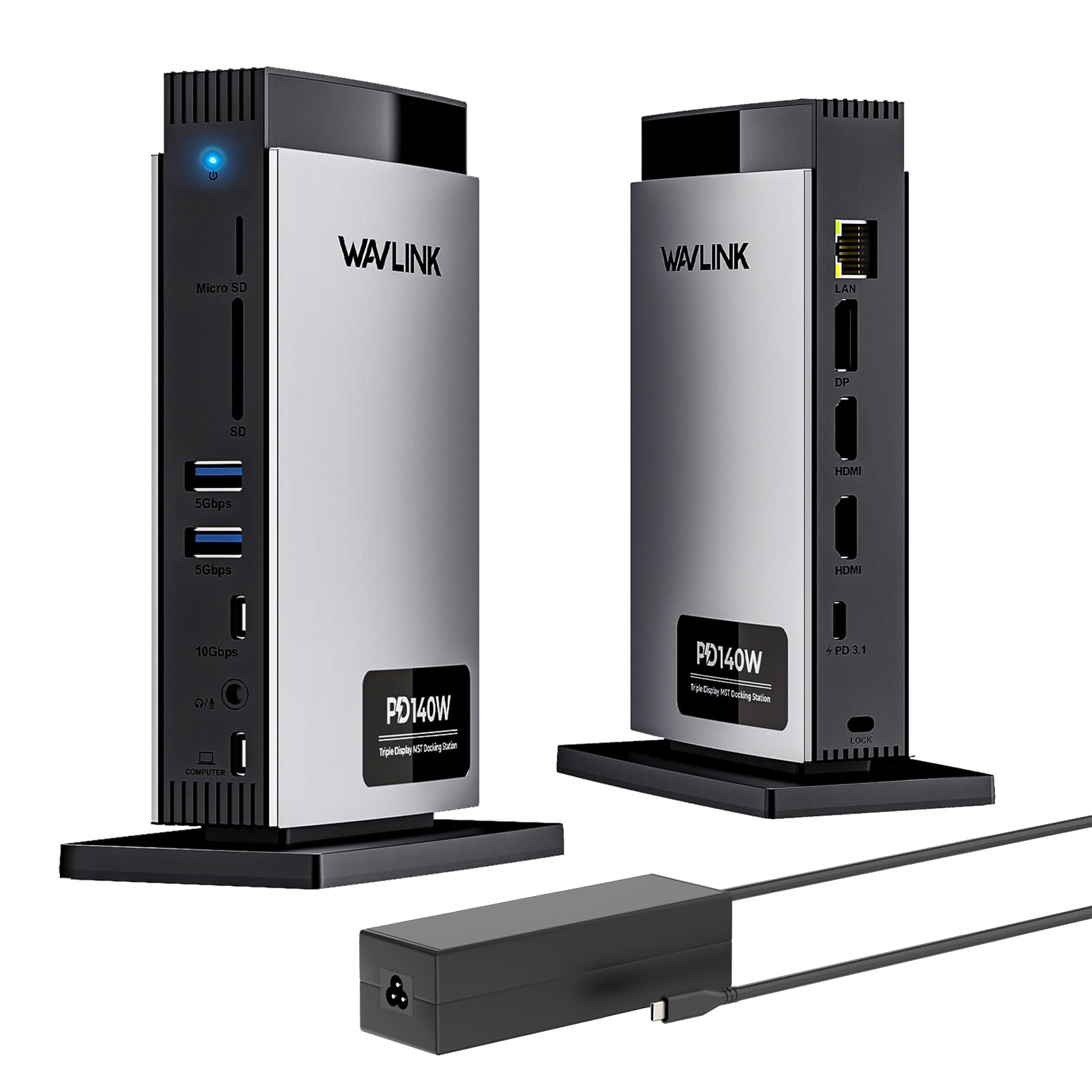 【3,700円OFF】【14,799円】 WAVLINK 11in1 最大3画面対応 140W充電器付属 USB-Cドッキングステーション 【送料無料】