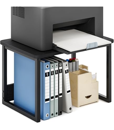 Bealy 2-Tier Printer Desk Stand, Desktop Printer Stand Organizer, 3DPrinter Stand For Desk, Printer Shelf Desk Organization For Home,Office,Fax Machine,Scanner,17.3"D X 11.8"W X 15.7"H,Black
