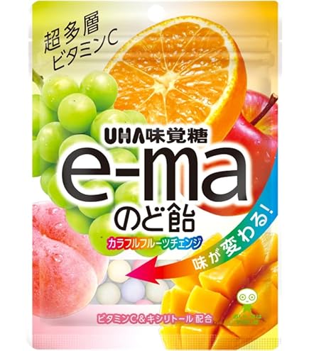 Amazon.co.jp: UHA味覚糖 e-maのど飴袋 カラフルフルーツチェンジ 50g
