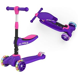 RideVOLO 子供向けキックボード キックスクーター 2way三輪車 三段階高さ調整 62/74/81cm 光るLE…
