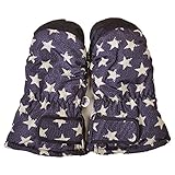 ミトン手袋 星 ハート リボン 通園やお外遊びに大活躍 j-280004 (1～2才用, ネイビー)