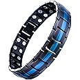 Feraco Magnetic Bracelet for Men Titanium Steel Magnetic Bracelet for Men with Double Row Magnets Adjustable