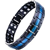 Feraco Magnetic Bracelet for Men Titanium Steel Magnetic Bracelet for Men with Double Row Magnets Adjustable