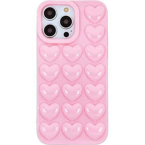 DMaos for iPhone 16 Plus Case for Women, 3D Pop Bubble Heart Kawaii Gel Cover, Cute Girly for iPhone16 Plus 6.7 inch - Pink