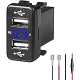 Levigo カーチャジャーUSB 5V 4.2A急速充電 トヨタ車向け 電源ソケット 2ポート付き スイッチホール LED電圧計表示 12/24V車対応(40*22mm)