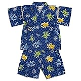 甚平 ベビー 男の子 かぶと虫とくわがた昆虫柄 プリント 綿100% 和柄 甚平スーツ(じんべい) ネイビー 80cm