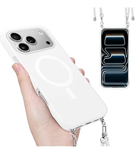 iPhone 17 Pro 対応 ケース ショルダー ストラップ 付き シルバー