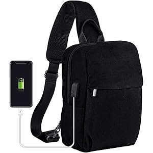 斜めがけ ボディバッグ ショルダーバッグ 3way キャンバス USBポート付き 左右肩掛け対応 防水 ipad収納可…