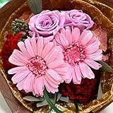 枯れない！100％ プリザーブドフラワー の ミニブーケ「ライトピンク」ガーベラ カーネーション 入り