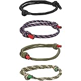 FIBO STEEL 4 Pcs Braided Nautical Bracelets for Men Handmade Navy Rope String Cool Bracelet Adjustable