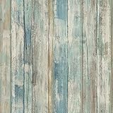 RoomMates RMK9052WP Blue Distressed Wood Peel and Stick Wall Decor [並行輸入品]