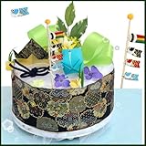 [端午の節句一段オムツケーキ]出産祝い,初節句に。和紙折り兜とちりめん細工の鯉のぼりを飾った和調おむつケーキ M