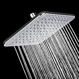 AKDY® 8" Square Rainfall Style High Efficiency Rectangle Flat Black Color Chrome Finish Bathroom Mod