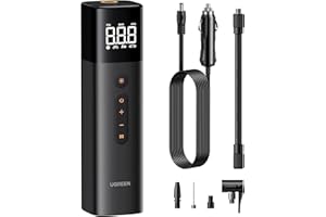 UGREEN Tyre Inflator Portable Air Pump 150PSI/10.3BAR DC 12V Air Compressor with LED Light, Pressure Detection for Wheel Tire, Car, Bike, Motorcycle, Ball, Air Mattress, Pool Toys