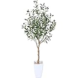 MOSADE フェイクグリーン オリーブ 人工観葉植物 鉢は取り外し不可 人工 観葉植物 フェイク 造花 室内 ホーム・ベランダ・結婚 飾り用 お手入れ簡単 水やり不要 虫害の心配なし 大型 (オリーブ 120)