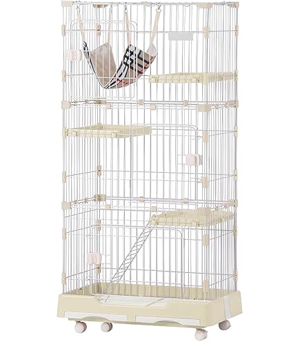 Amazon.co.jp: Purlove キャットケージ 2段 猫 ケージ ハンモック付