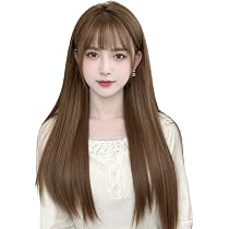 Amazon.co.jp: knnzkウィッグ ロング ストレート 茶髪 フルウィッグ